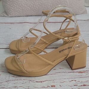 JEFFREY CAMPBELL Tan Strappy Block Heel Platform Sandals Size 8.5